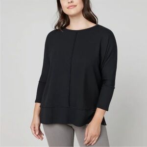 Spanx Perfect Length Top, Dolman 3/4 Sleeve Very Black Size Small